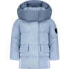 The Xoey High Collar Mid-Length Zipper Puffer Down Jacket, Blue - Puffers & Down Jackets - 1 - thumbnail