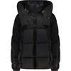 The Phoenix Chain Quilt High Collar Hooded Puffer Coat, Black - Puffers & Down Jackets - 1 - thumbnail