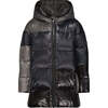 The Misty Mirage High Collar Hooded Long Puffer Coat, Black & Grey - Puffers & Down Jackets - 1 - thumbnail