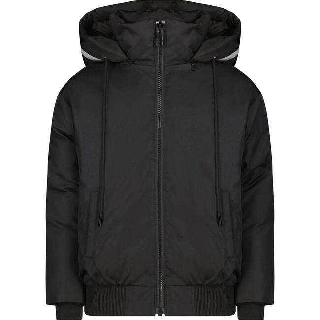 The Moonshine Classic Straight-Up Mid-Length High Collar Hooded Jacket, Black