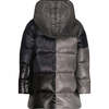 The Misty Mirage High Collar Hooded Long Puffer Coat, Black & Grey - Puffers & Down Jackets - 2