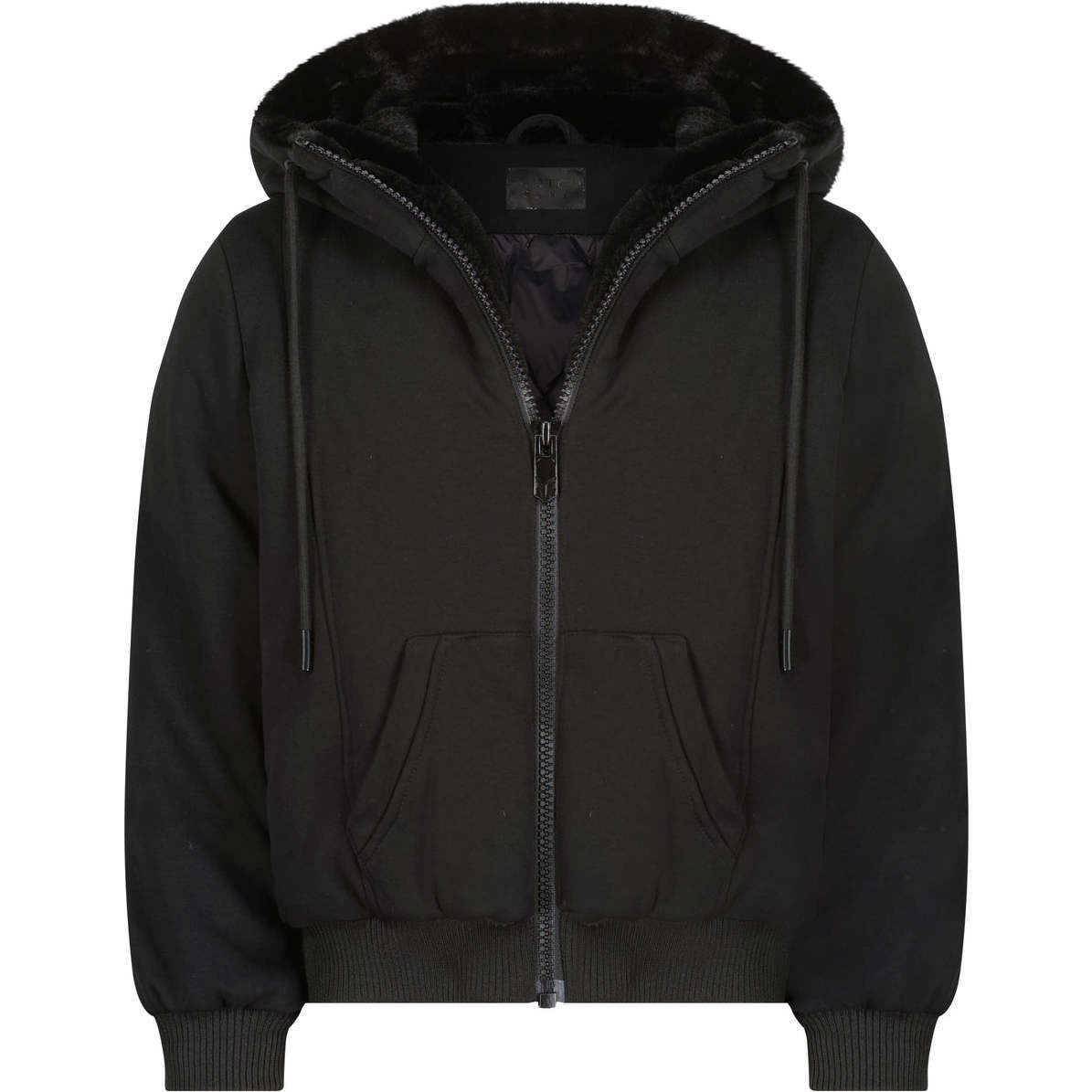 The Manhattan Street Style Zipper Drawstring Hoodie, Black - Puffers & Down Jackets - 1