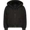 The Manhattan Street Style Zipper Drawstring Hoodie, Black - Puffers & Down Jackets - 1 - thumbnail