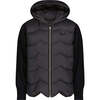 The Kate Scalloped Ruffle Quilt High Collar Hood Short Coat, Black - Puffers & Down Jackets - 1 - thumbnail