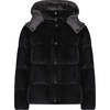 The Jasper Velour Puffer Short Hooded Coat, Black Metallic & Grey - Puffers & Down Jackets - 1 - thumbnail