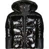 The Jax Faux Leather Quilted High Collar Hood Short Coat, Black - Puffers & Down Jackets - 1 - thumbnail