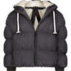 The Filly Lily Fleece Lined Short Length Puffer Coat, Black - Puffers & Down Jackets - 1 - thumbnail