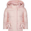 The Begonia High Collar Puffer Bow Pocket Hooded Coat, Pink - Puffers & Down Jackets - 1 - thumbnail