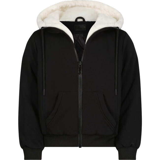 The Bali  Fleece Hooded Jacket, Black & White