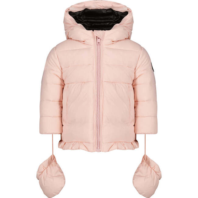 The Baby Graceful Guava Zipper Hooded Peplum Coat With Mittens, Pink