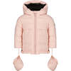 The Baby Graceful Guava Zipper Hooded Peplum Coat With Mittens, Pink - Puffers & Down Jackets - 1 - thumbnail