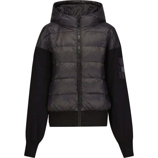 The  Serene Layla High Collar Zipper Hooded Puffer Jacket, Black