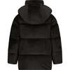 The  Velvet Valley Velour High Collar Short Length Snug Fit Zipper Hooded Jacket, Black - Puffers & Down Jackets - 2