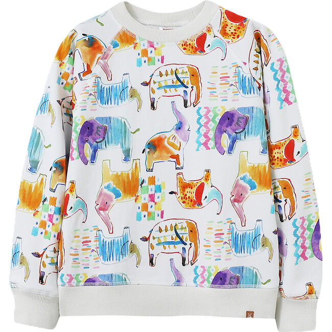 Watercolor Elephant Sweatshirt, Multi