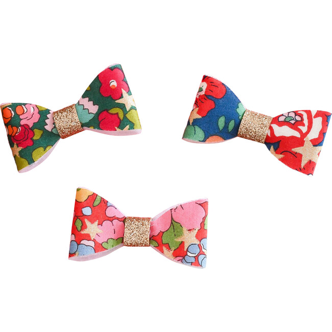 Liberty of London Christmas Hair Bow On Alligator Clip Set of 3, Betsy Star