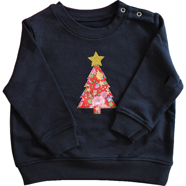 Liberty of London Children's Christmas Tree Children's Jumper, Navy