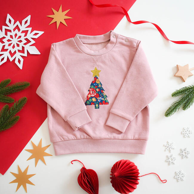 Liberty of London Children's Christmas Tree Children's Jumper, Pink - Sweatshirts - 3