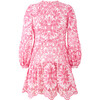 Makayla Embroidered Long Balloon Sleeve Mini Dress, Rose - Dresses - 1 - thumbnail