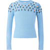 Maisie Floral Embroidered Long Sleeve Knit Cardigan, Blue - Cardigans - 1 - thumbnail