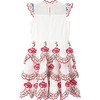 Maisie Embroidered Frill Short Flutter Sleeve Dress, Ivory - Dresses - 2