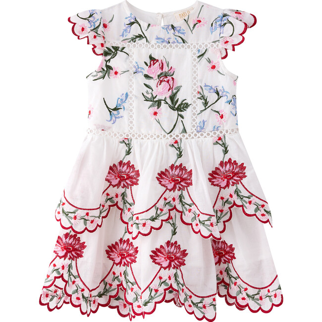 Babys Maisie Embroidered Frill Short Flutter Sleeve Dress, Multicolors