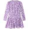 Celeste Floral Embroidered Long Bishop Sleeve Dress, Lavender - Dresses - 1 - thumbnail