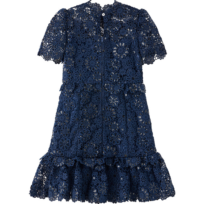 Audrey Embroidered Lace Short Sleeve Mini Dress, Navy - Dresses - 2