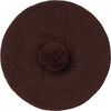 Pom Pom Braided Hand-Knit Beret, Cocoa - Hats - 1 - thumbnail