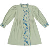 Florence Embroidered Front Flap Long Sleeve Dress, Sage - Dresses - 1 - thumbnail