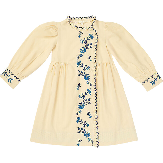 Florence Embroidered Front Flap Long Sleeve Dress, Macadamia