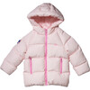 MC Contrast Zipper Puffer Hooded Jacket, Baby Pink & Hot Pink - Jackets - 1 - thumbnail