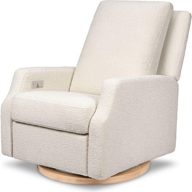 Crewe Electronic Recliner & Swivel Glider, Ivory Boucle & Light Wood