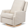 Crewe Electronic Recliner & Swivel Glider, Tan Gingham & Light Wood - Glider - 1 - thumbnail