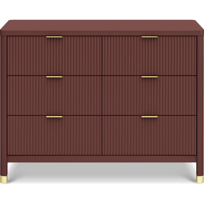 Brimsley Tambour 6-Drawer Assembled Dresser, Crimson