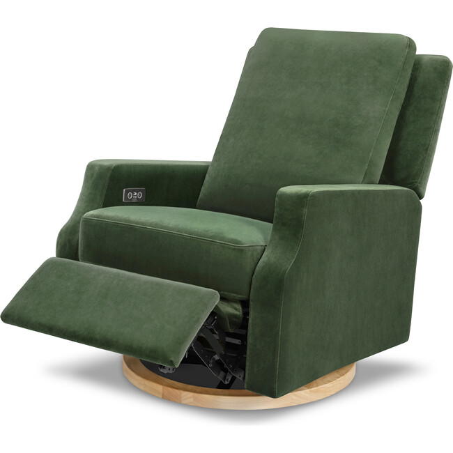 Crewe Electronic Recliner & Swivel Glider, Forest Green Velvet & Light Wood - Glider - 3