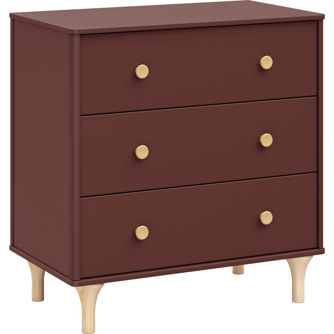 Lolly 3-Drawer Dresser With Removable Changing Tray, Crimson & Natural