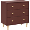 Lolly 3-Drawer Dresser With Removable Changing Tray, Crimson & Natural - Dressers - 1 - thumbnail