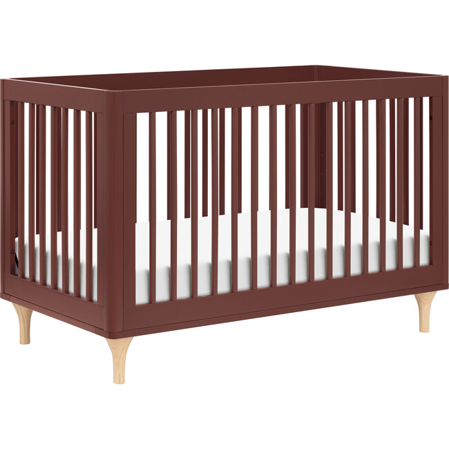 Lolly 3-In-1 Convertible Crib With Toddler Bed Conversion Kit, Crimson & Natural