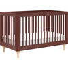 Lolly 3-In-1 Convertible Crib With Toddler Bed Conversion Kit, Crimson & Natural - Cribs - 1 - thumbnail