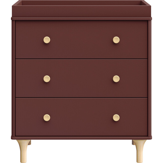 Lolly 3-Drawer Dresser With Removable Changing Tray, Crimson & Natural - Dressers - 4