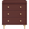 Lolly 3-Drawer Dresser With Removable Changing Tray, Crimson & Natural - Dressers - 4