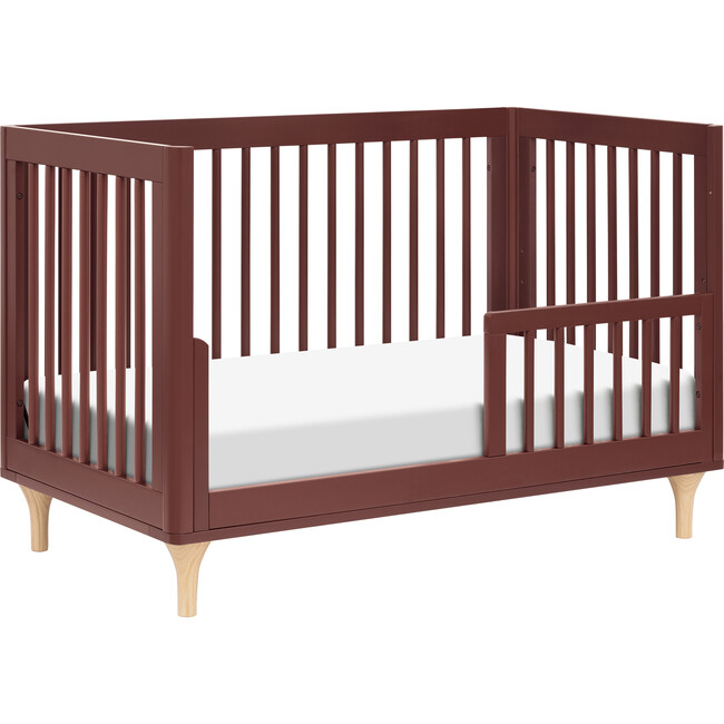 Lolly 3-In-1 Convertible Crib With Toddler Bed Conversion Kit, Crimson & Natural - Cribs - 4