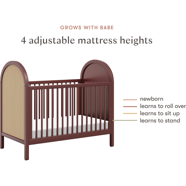 Bondi Cane 3-In-1 Convertible Crib, Crimson & Natural Cane - Cribs - 5