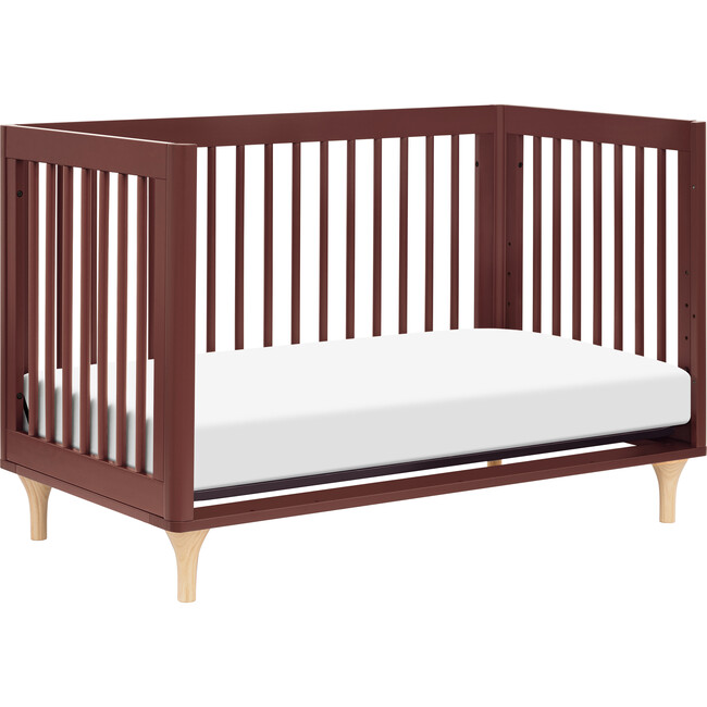 Lolly 3-In-1 Convertible Crib With Toddler Bed Conversion Kit, Crimson & Natural - Cribs - 5