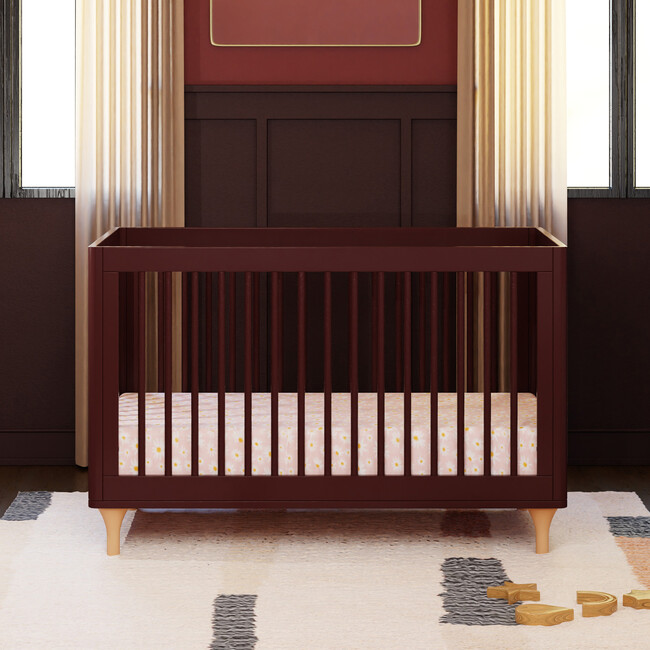 Lolly 3-In-1 Convertible Crib With Toddler Bed Conversion Kit, Crimson & Natural - Cribs - 9