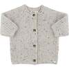 Speckle Knit Grandpa Roll Neck Cardigan, Snowy - Cardigans - 1 - thumbnail