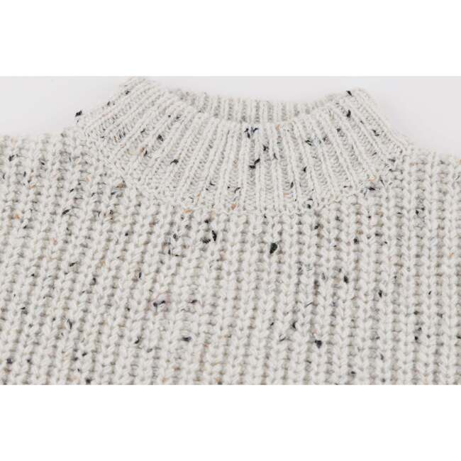 Speckle Knit Grandpa Knitted Pullover, Snowy - Sweaters - 2