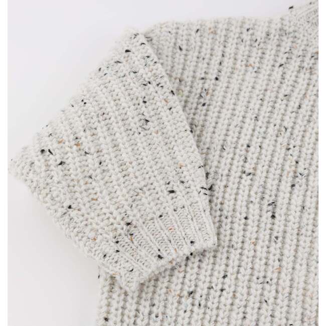 Speckle Knit Grandpa Knitted Pullover, Snowy - Sweaters - 3