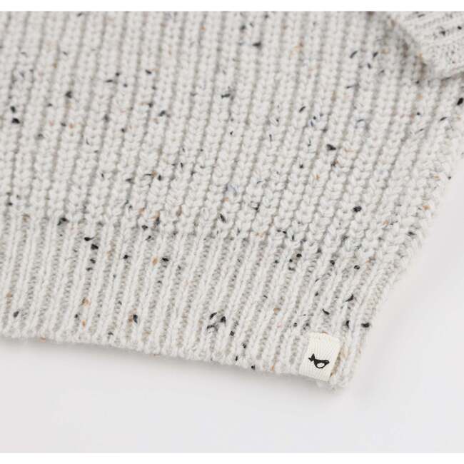 Speckle Knit Grandpa Knitted Pullover, Snowy - Sweaters - 4