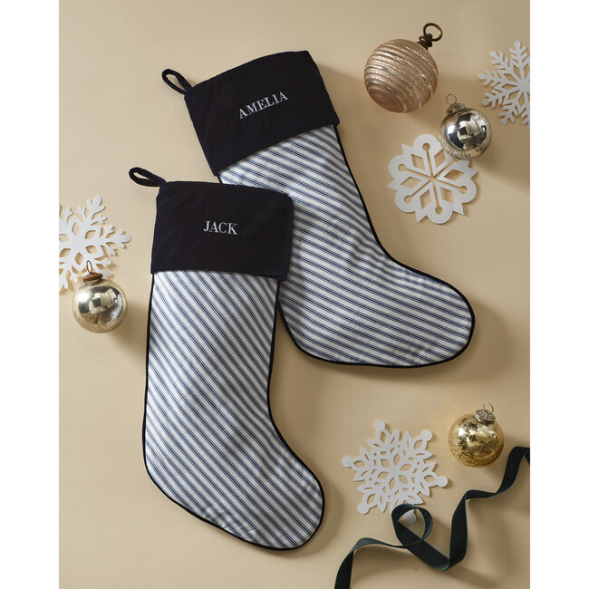 Christmas Stocking, Navy French Ticking - Stockings - 2